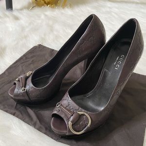 Great condition Brown Gucci chunky heels size 36.5
